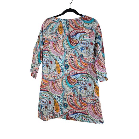 J.Crew M Paisley Boho Tunic Coastal Cotton Multicolor Tassle Beach Coverup - Picture 2 of 4